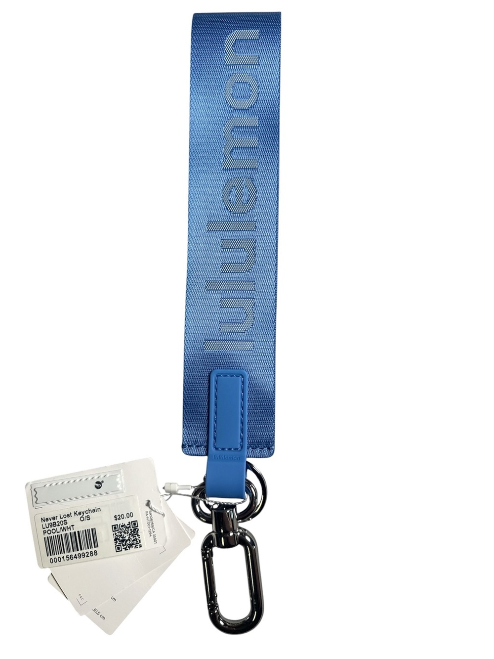 NWT Lululemon Never Lost Keychain pool blue & white